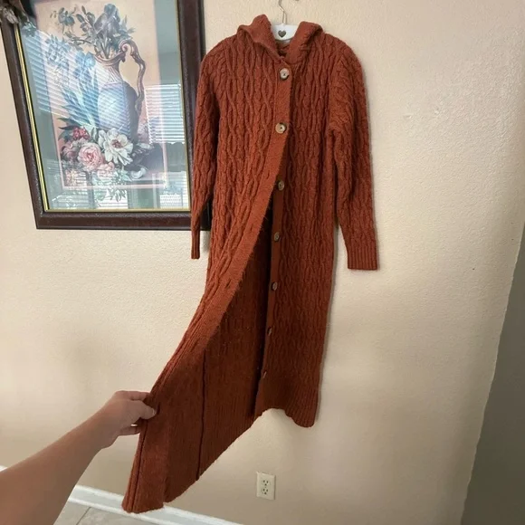 by Anthropologie Hooded Cable Knit Long Cardigan Size XSmall - Picture 4 of 6
